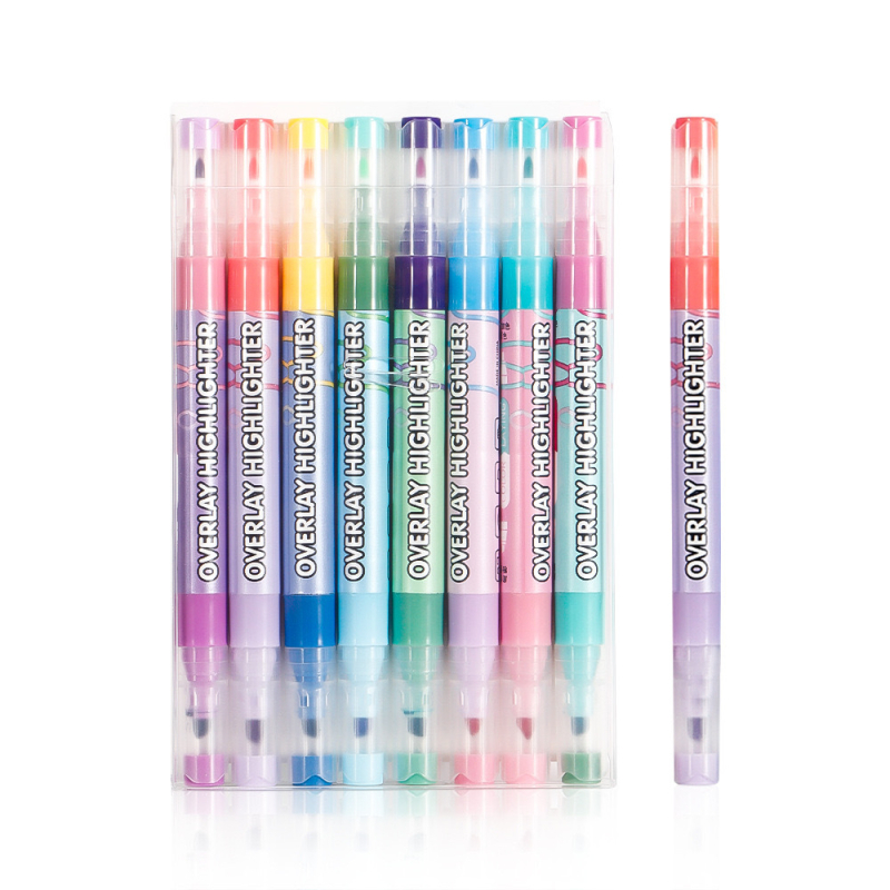 Dvostrani marker za podcrtavanje – set od 8 komada, plastično kućište, vodootporno mastilo, model NO.1818