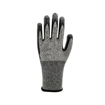 CE сертифицирани ръкавици против порязване EN388 ниво 5, HPPE + лъскаво нитрилово покритие, износоустойчивост ниво 4