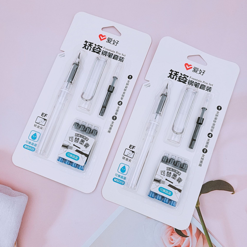 MS009 Ergonomički set plastičnog pera s iridijevim vrhom, izravnim sustavom dotoka tinte, plastično kućište