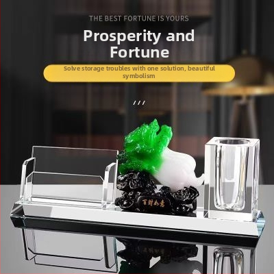 Box na vizitky pre recepciu s nakláňacím viečkom a držiakom na pero – štýlová stolová ozdoba hotela