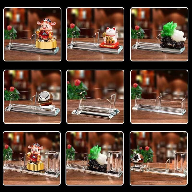 Cutie pentru carduri de la recepție, cu capac înclinat și suport pentru pix – decor de birou pentru hotel