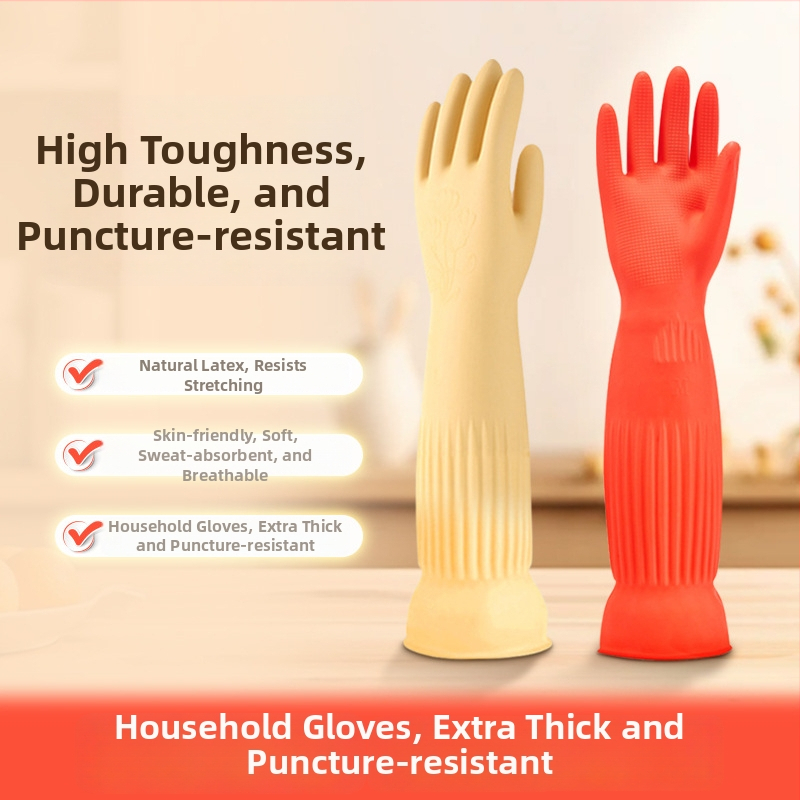 Rukavice do domácnosti na upratovanie s prírodným latexom, vodeodolné, proti rezu, proti tŕňom, lesklá podšívka