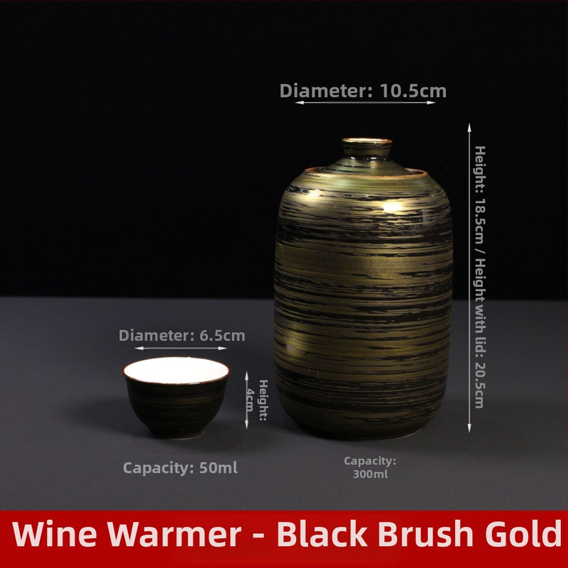 Keramická ohrievacia kanvička na víno v japonskom štýle, retro dizajn, s tlačeným logom