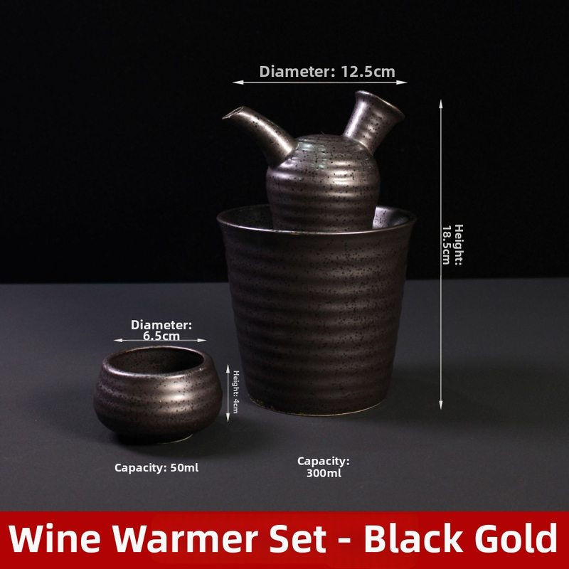 Keramická ohrievacia kanvička na víno v japonskom štýle, retro dizajn, s tlačeným logom
