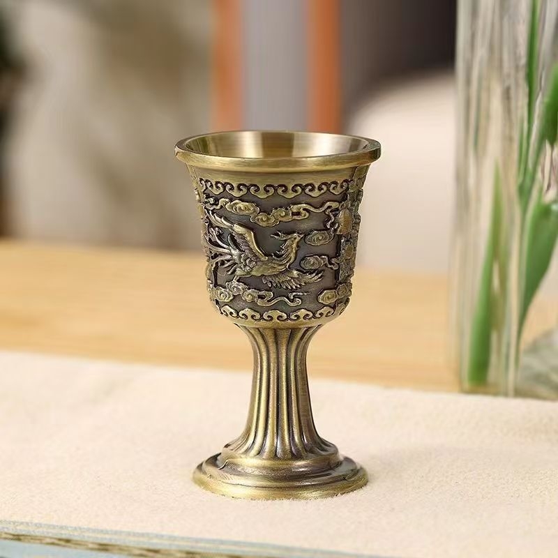 Set za piće Zmaj i Feniks s metalnim pladnjem, 1 karafa za vino i 4 čaše, moderni minimalistički stil