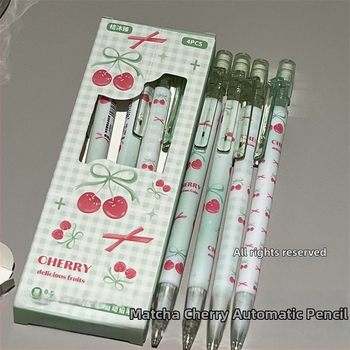 Matcha Cherry automatska mehanička olovka 0.5 mm, Ins stil, za učenike, otporno grafitno jezgro