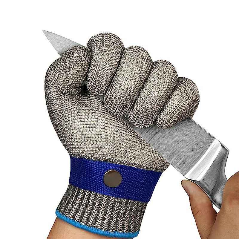 Γάντια πέντε δαχτύλων από ατσάλινο σύρμα για κουζίνα, προστασία από το κόψιμο