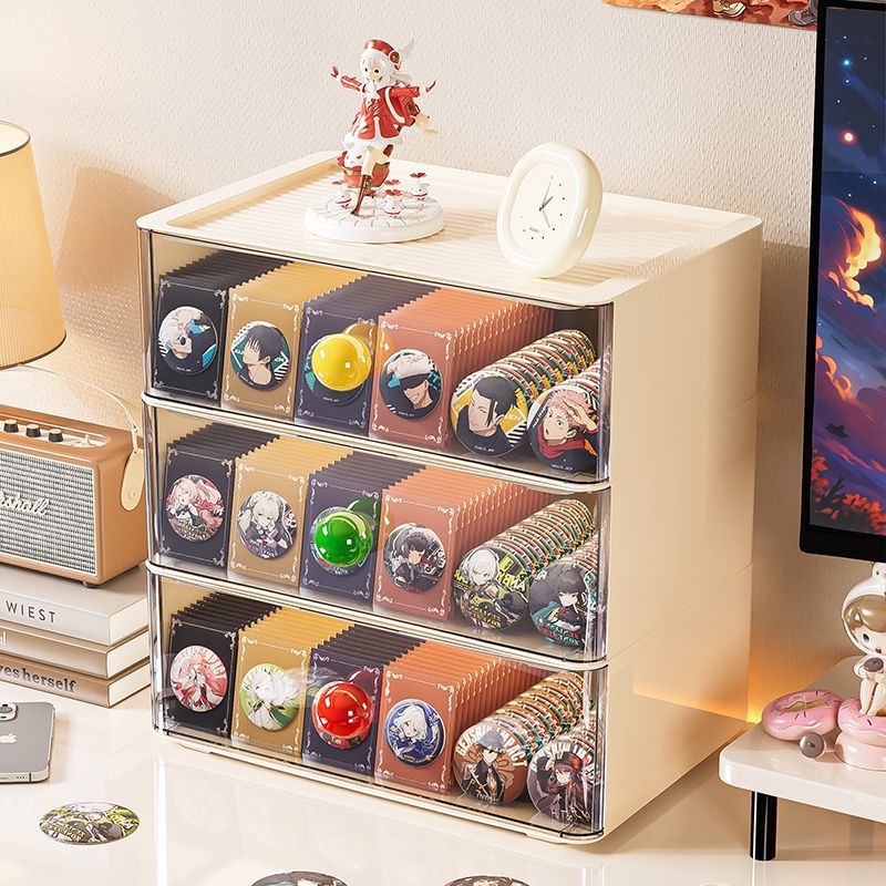 Cutie de depozitare pentru papetărie, cu design sertar – capacitate mare, stivabil, PP+PET