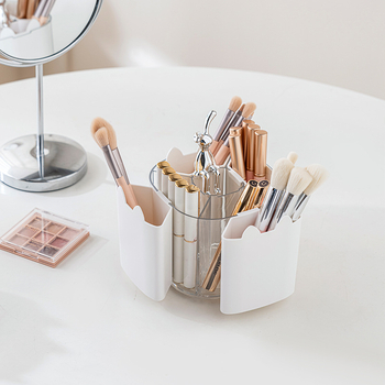 Cutie de depozitare pentru birou cu suport rotativ pentru pixuri, din plastic (HIPS), 80–99% material nou, design compartimentat