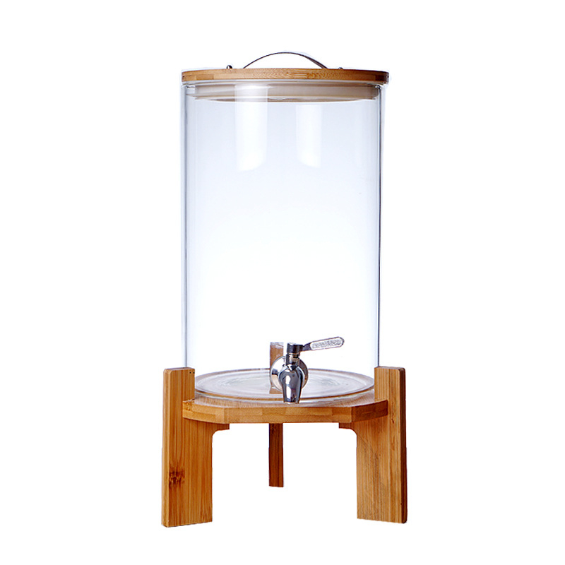 Italkészlet: boroszilikát üveg enzimhordó csappal, nagy kapacitás, bambusz fedél, szorosan záródó