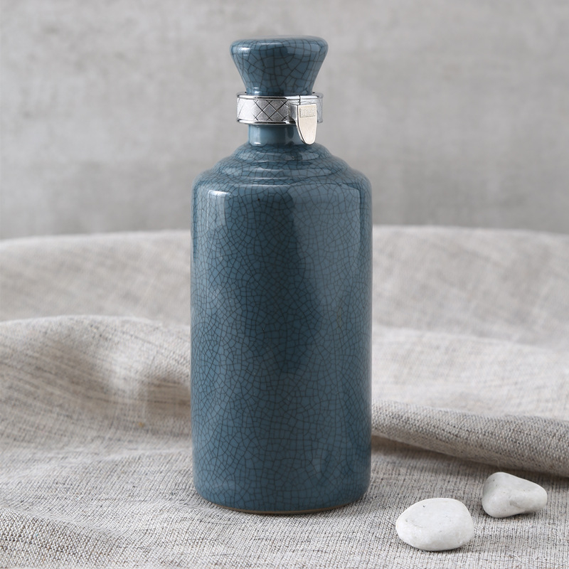 Kerámiaborosüveg craquelé mázzal, modern minimál stílus, modell F756S9SST5TTST, borhoz