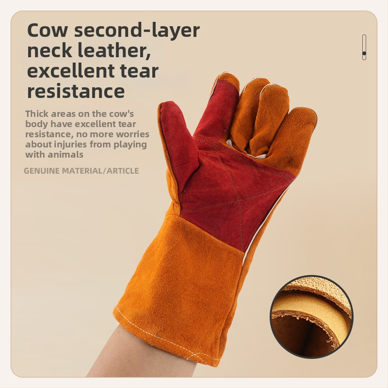 Wanjia rukavice na výcvik psov z teľacej kože – proti rezu a bodnutiu, ochrana proti uhryznutiu