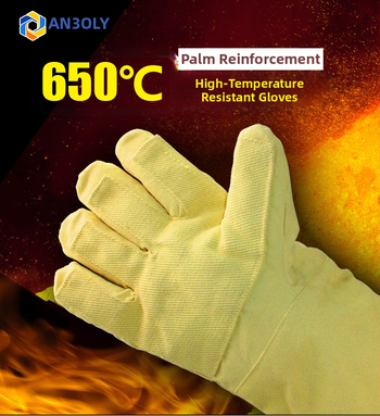 Priemyselné rukavice z aramidových vlákien, odolné voči teplu až 650°C, dĺžka 36/45 cm