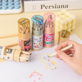 Set od 12 HB grafitnih olovaka za djecu — papirnati omotač, prijenosno, za crtanje, pisanje i bojanje