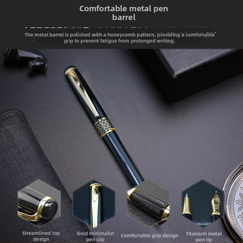 Set darovnog pisma za potpis s metalnim kućištem, spiralni sustav tinte, NIB Yijin, kutija od imitacije kože, model 01, mogućnost prilagođenog logotipa