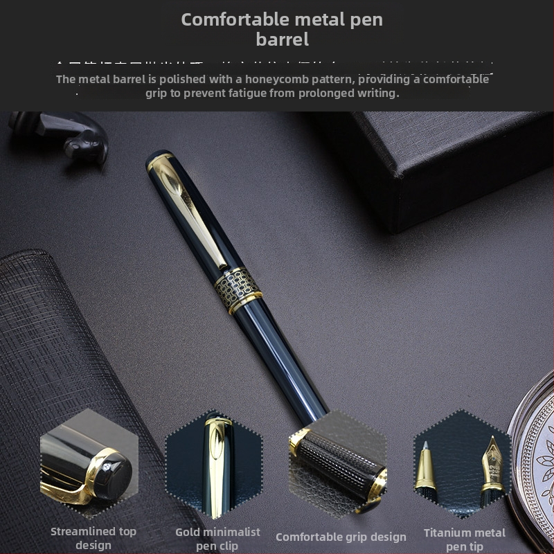 Set darovnog pisma za potpis s metalnim kućištem, spiralni sustav tinte, NIB Yijin, kutija od imitacije kože, model 01, mogućnost prilagođenog logotipa