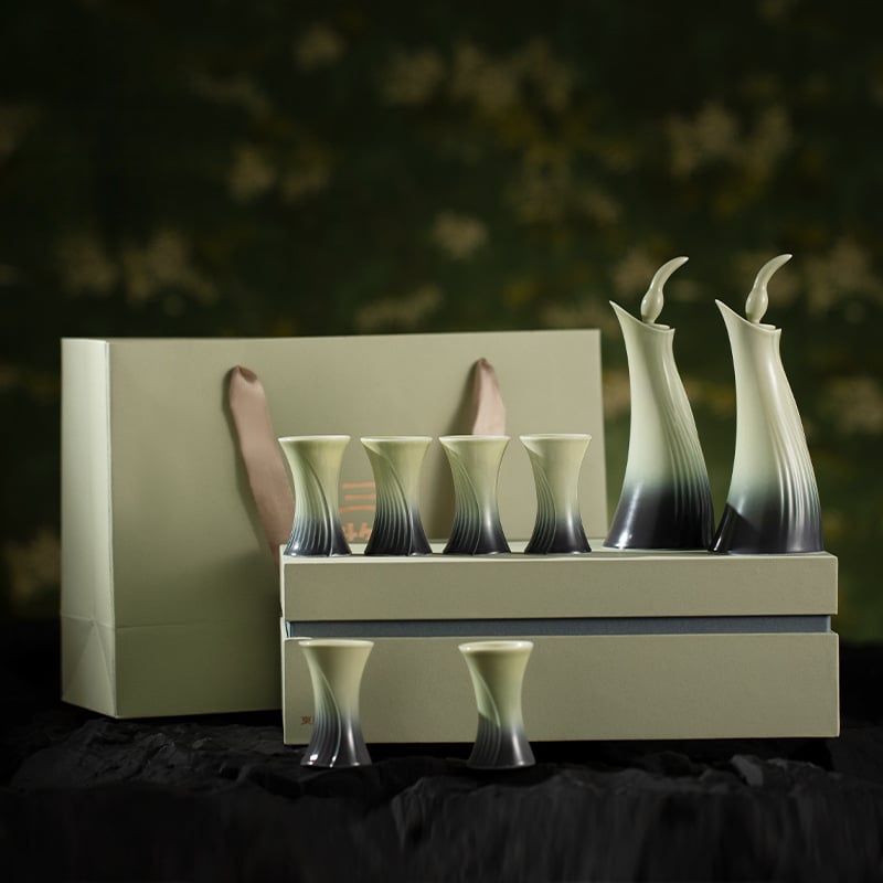 Bar set s Baijiu čašama, kineski stil dozator, držač čaše – premium kvaliteta