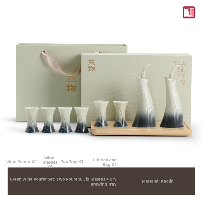 Bar set s Baijiu čašama, kineski stil dozator, držač čaše – premium kvaliteta
