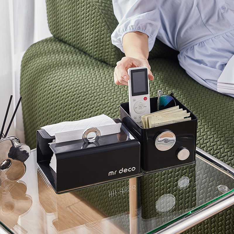 Cutie de depozitare pentru cosmetică cu capac, plastic PP+ABS+PET, model 9239, acoperită și cu posibilitatea de a fi stivuită cu grilă, stil lux ușor