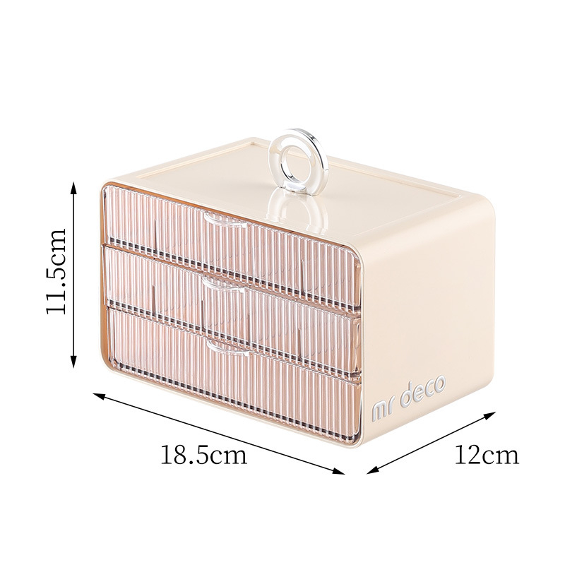 Cutie de depozitare pentru cosmetică cu capac, plastic PP+ABS+PET, model 9239, acoperită și cu posibilitatea de a fi stivuită cu grilă, stil lux ușor