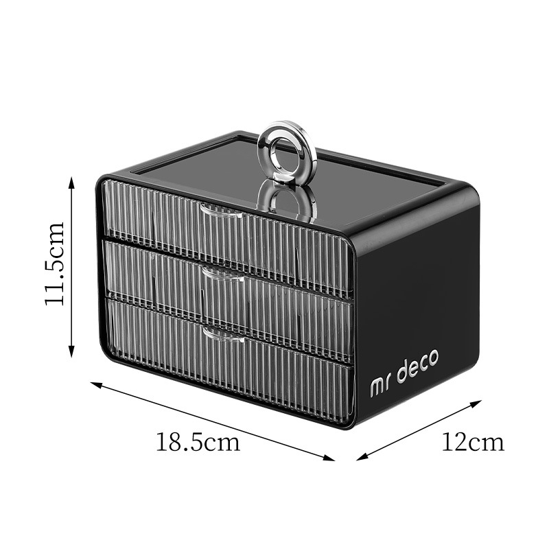 Cutie de depozitare pentru cosmetică cu capac, plastic PP+ABS+PET, model 9239, acoperită și cu posibilitatea de a fi stivuită cu grilă, stil lux ușor