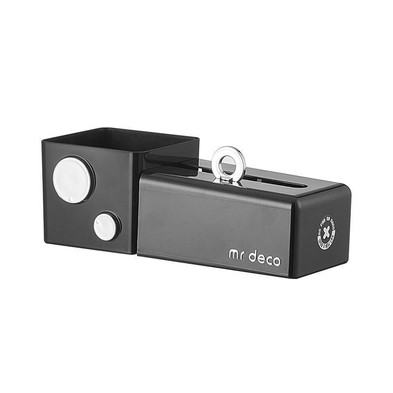 Cutie de depozitare pentru cosmetică cu capac, plastic PP+ABS+PET, model 9239, acoperită și cu posibilitatea de a fi stivuită cu grilă, stil lux ușor