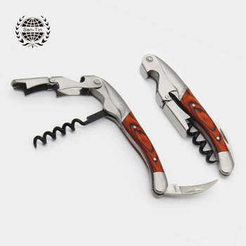 Отварачка за бутилки с дървена дръжка — неръждаема стомана, многофункционална и преносима, възможност за печат на лого