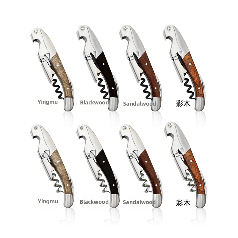 Отварачка за бутилки с дървена дръжка — неръждаема стомана, многофункционална и преносима, възможност за печат на лого