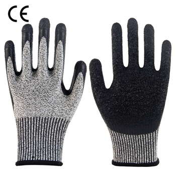 Γάντια κατά της κοπής με ανάγλυφη επικάλυψη, πέντε επίπεδα προστασίας, με επένδυση νάιλον, πολλαπλών χρήσεων, αντιολισθητικά και αντιστατικά, για εργοστάσιο/εργοτάξιο — Μοντέλο A428
