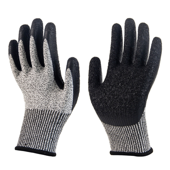 Γάντια κατά της κοπής με ανάγλυφη επικάλυψη, πέντε επίπεδα προστασίας, με επένδυση νάιλον, πολλαπλών χρήσεων, αντιολισθητικά και αντιστατικά, για εργοστάσιο/εργοτάξιο — Μοντέλο A428