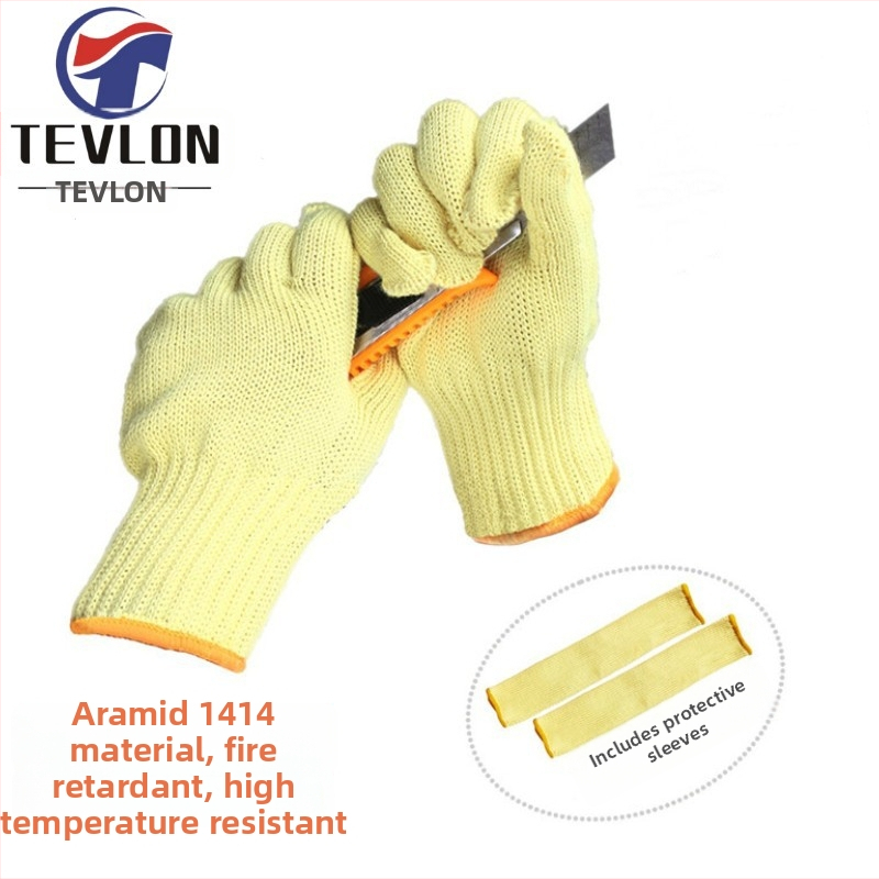 Kevlar aramid 1414 priemyselné rukavice odolné voči vysokej teplote, ohnovzdorné a proti prestrihnutiu