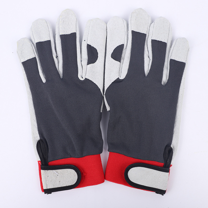 Vrtne rukavice s dvostrukom dlanom od svinjske kože i elastičnim stražnjim dijelom – otporne na rezanje, višekratna uporaba