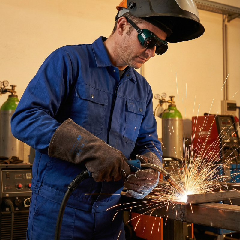 Γάντια συγκόλλησης από δέρμα βοδιού, μήκος 34 cm, βάρος 300 g, μη μίας χρήσης, για προστασία συγκόλλησης