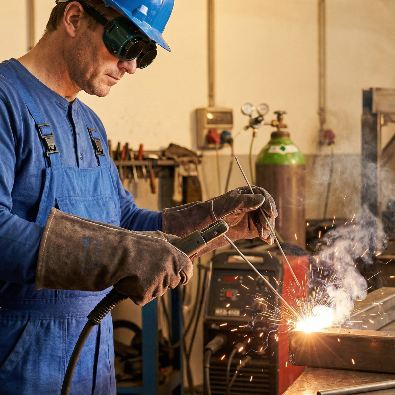 Γάντια συγκόλλησης από δέρμα βοδιού, μήκος 34 cm, βάρος 300 g, μη μίας χρήσης, για προστασία συγκόλλησης