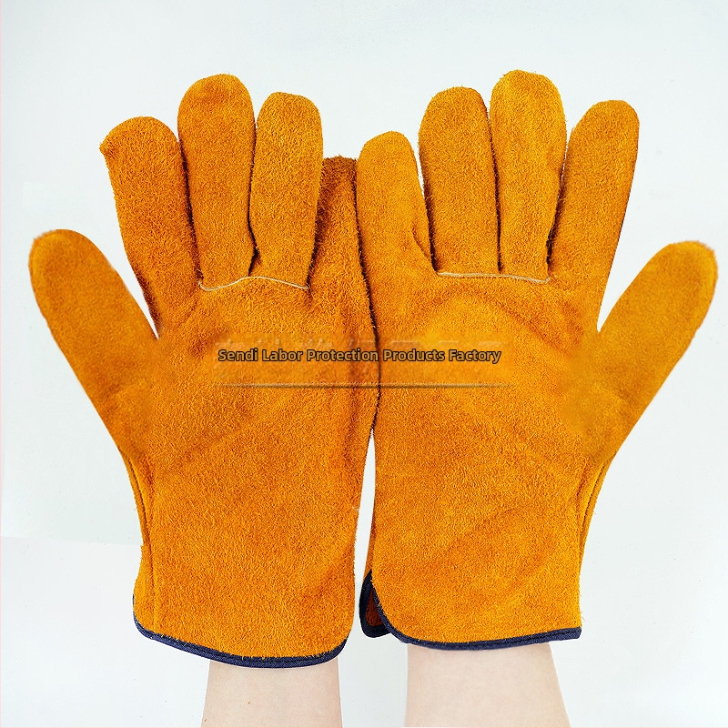 Zváracie rukavice z celokože, dvojvrstvový semiš, dĺžka 25,5 cm, určené na zváranie a manipuláciu, Sundy