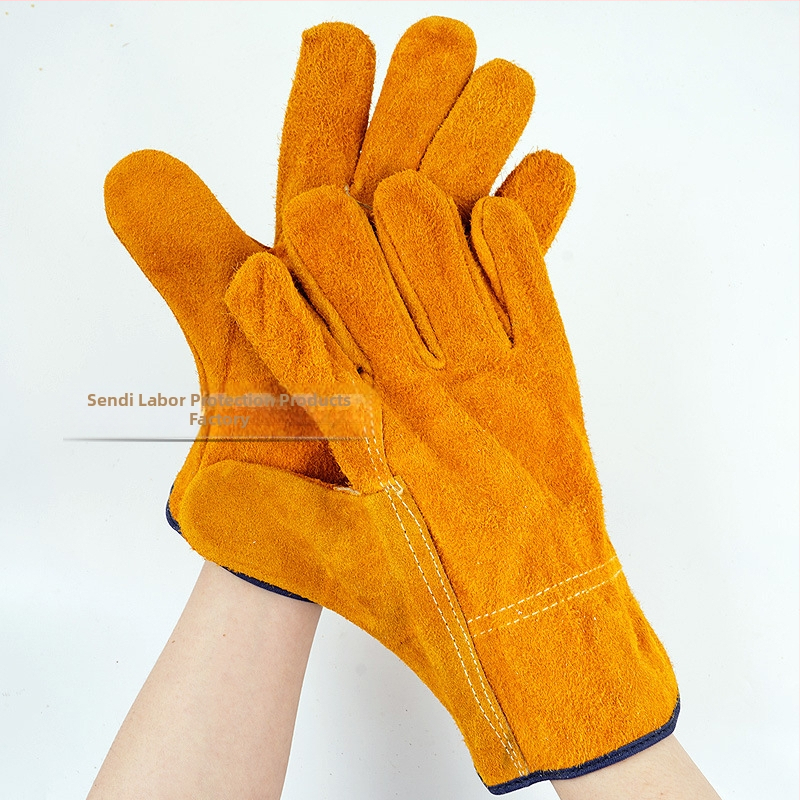 Zváracie rukavice z celokože, dvojvrstvový semiš, dĺžka 25,5 cm, určené na zváranie a manipuláciu, Sundy