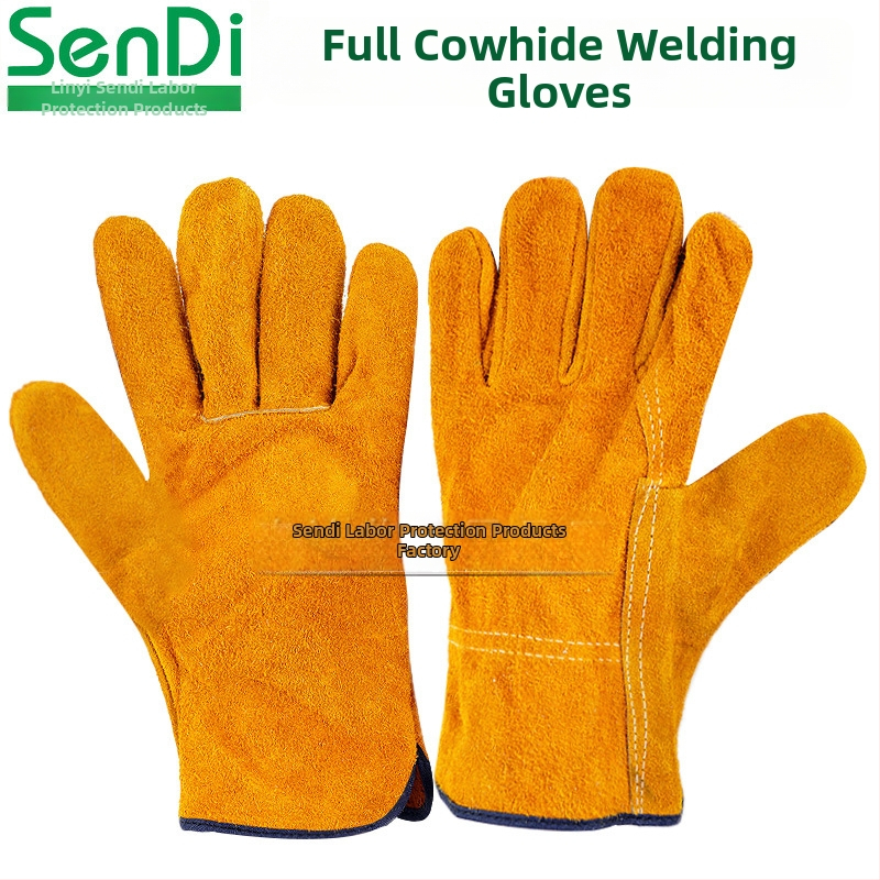 Zváracie rukavice z celokože, dvojvrstvový semiš, dĺžka 25,5 cm, určené na zváranie a manipuláciu, Sundy