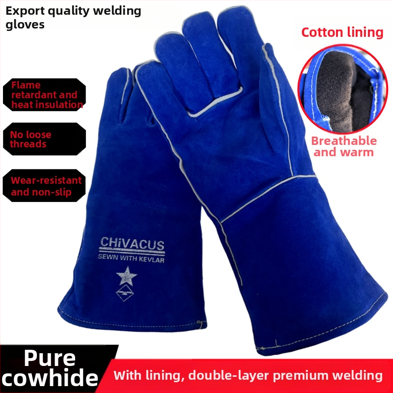 Zváračské rukavice CHIVACUS - hovädzia koža, dvojvrstvové, odolné voči ohňu, vysokoteplotne odolné