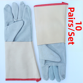 Kožené zváračské rukavice so predĺženým manžetom, vysokotepelná izolácia, odolné voči opotrebeniu, proti popáleniu a špine