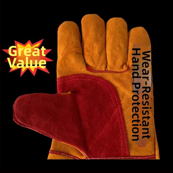 Zváracie rukavice z hovädzej kože, dvojitá hrúbka, tepelná izolácia, proti popáleniu, opakovane použiteľné, 360 g, určené na zváranie, konštrukcie a mechanické spracovanie
