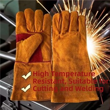 Zváracie rukavice z hovädzej kože, dvojitá hrúbka, tepelná izolácia, proti popáleniu, opakovane použiteľné, 360 g, určené na zváranie, konštrukcie a mechanické spracovanie