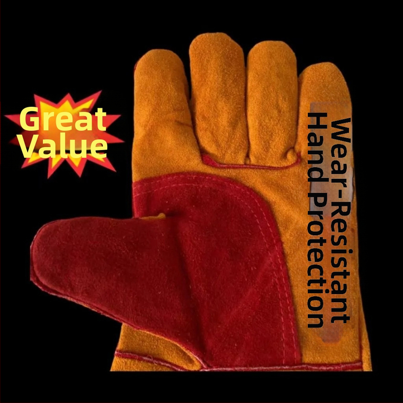 Zváracie rukavice z hovädzej kože, dvojitá hrúbka, tepelná izolácia, proti popáleniu, opakovane použiteľné, 360 g, určené na zváranie, konštrukcie a mechanické spracovanie