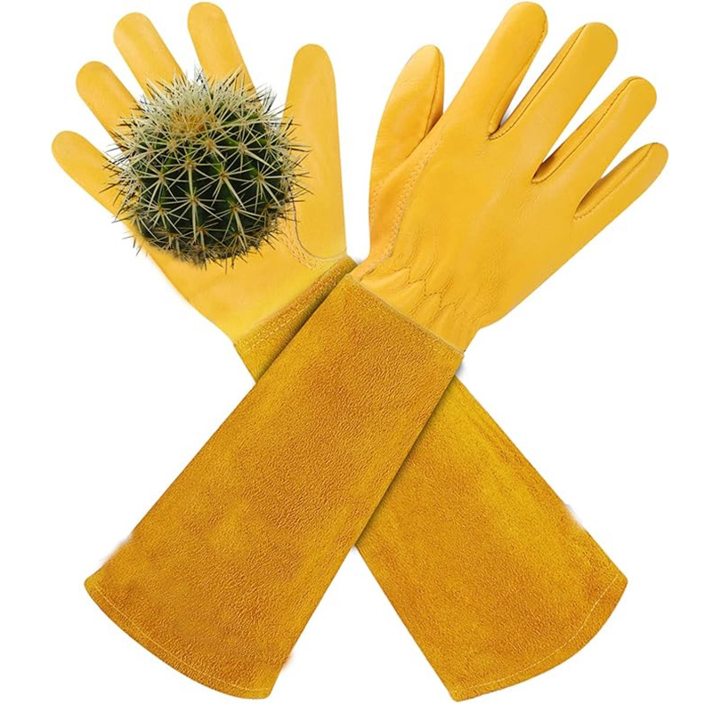 Mănuși de grădină din piele de oaie cu manșon de piele de vițel — rezistente la înțepături, lungime până la 44 cm; reutilizabile; pentru tăierea florilor, creșterea albinelor și sudură