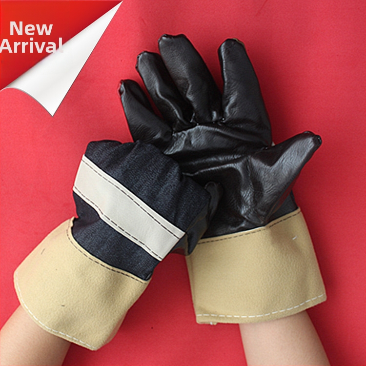 Kožené zváracie rukavice, priemyselné použitie, dĺžka 270 mm, materiál koža, model s kvetinovým vzorom, opakovane použiteľné