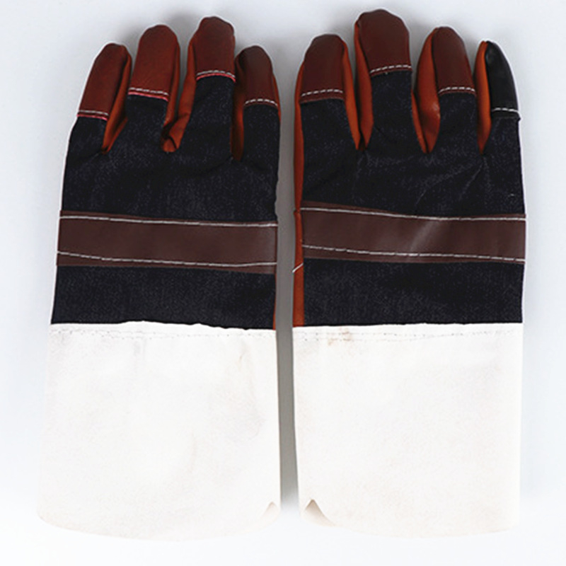 Mănuși de sudură din piele, uz industrial, lungime 270 mm, material piele, model piele cu textură florală, reutilizabile