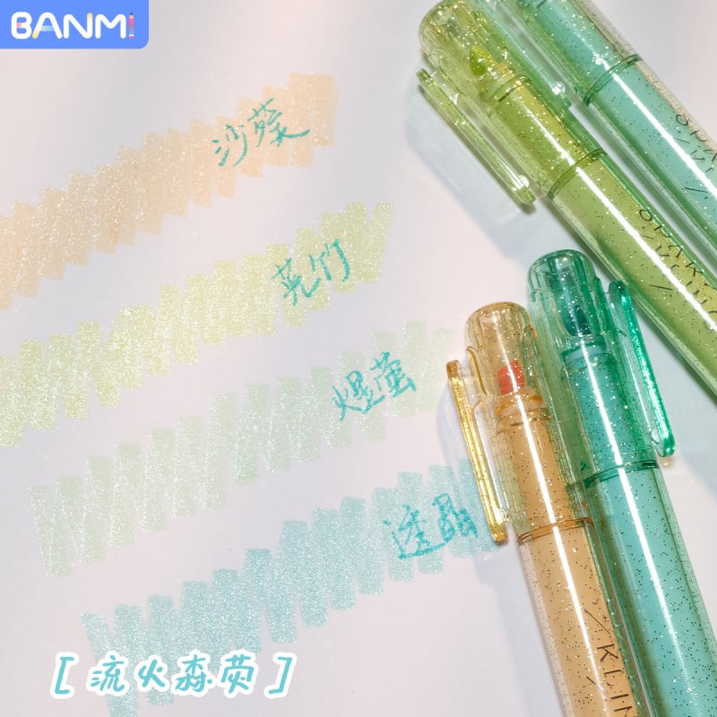 Highlighter marker s finim glitterom i fluorescencijom za rukopisne bilješke (Značka Bammi; Model Hp7501a/b/c; 4 kom./set; PVC pakiranje)