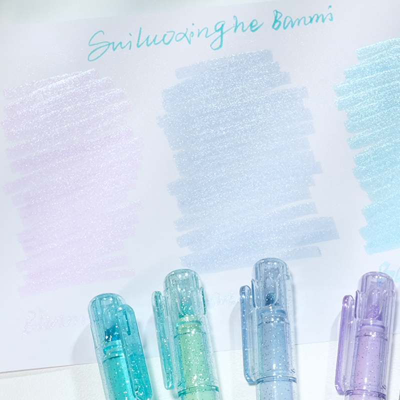 Highlighter marker s finim glitterom i fluorescencijom za rukopisne bilješke (Značka Bammi; Model Hp7501a/b/c; 4 kom./set; PVC pakiranje)