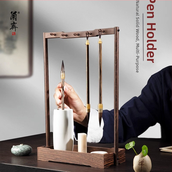 Suport pentru pensule de caligrafie - corp din plastic, model: suport din lemn pentru pensule; fără logo imprimat; fără personalizare; nu este importat