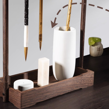 Suport pentru pensule de caligrafie - corp din plastic, model: suport din lemn pentru pensule; fără logo imprimat; fără personalizare; nu este importat