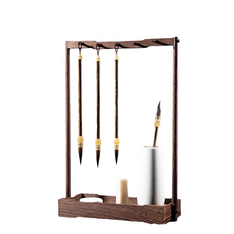 Suport pentru pensule de caligrafie - corp din plastic, model: suport din lemn pentru pensule; fără logo imprimat; fără personalizare; nu este importat